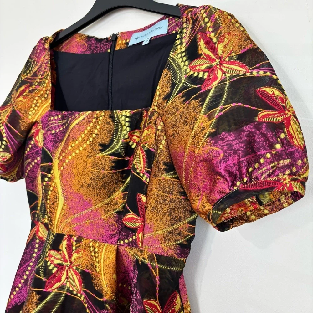 Tuckernuck babydoll square neck Puff short sleeves magenoto purple ankara blouse